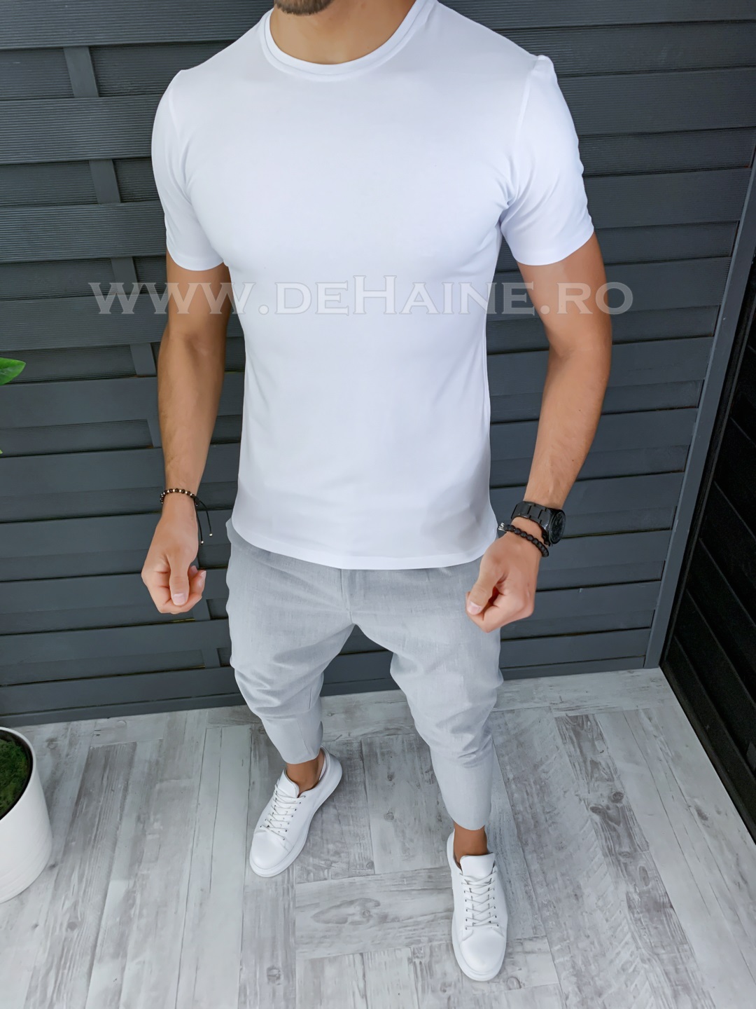 Tricou barbati slim fit alb b1282 p8-4*